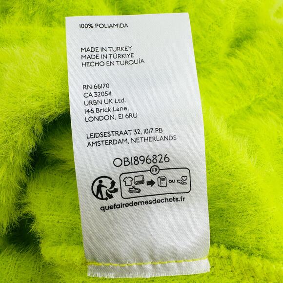 by‎ Anthropologie Mock Neck Fuzzy Sweater in Brat Green Neon Lime Size XS - Picture 10 of 11